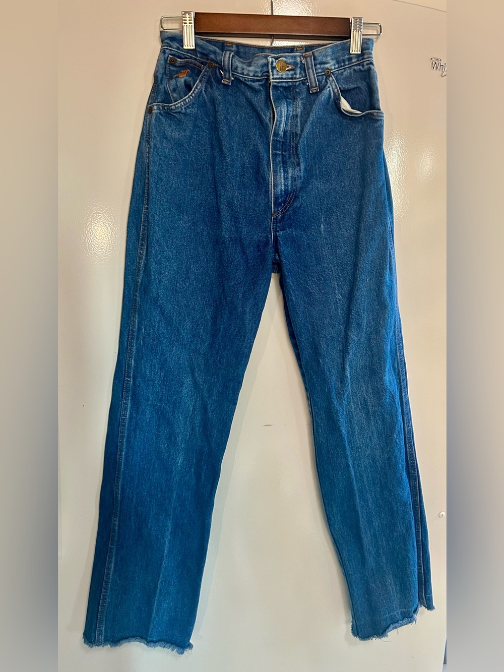 Wrangler Women’s High Rise Jeans Classic Medium Wash Gold Pony Embroidery